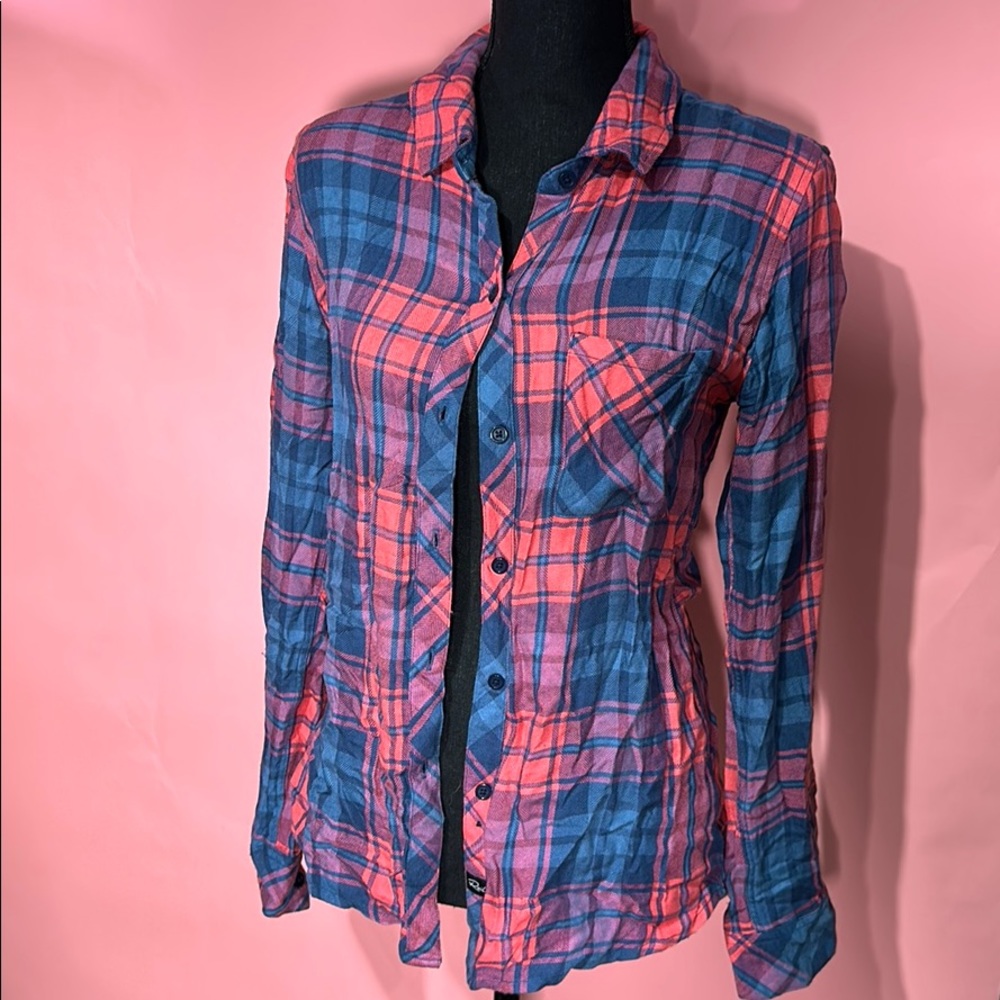 Rails Blue and Pink Button Down Plaid Shirt